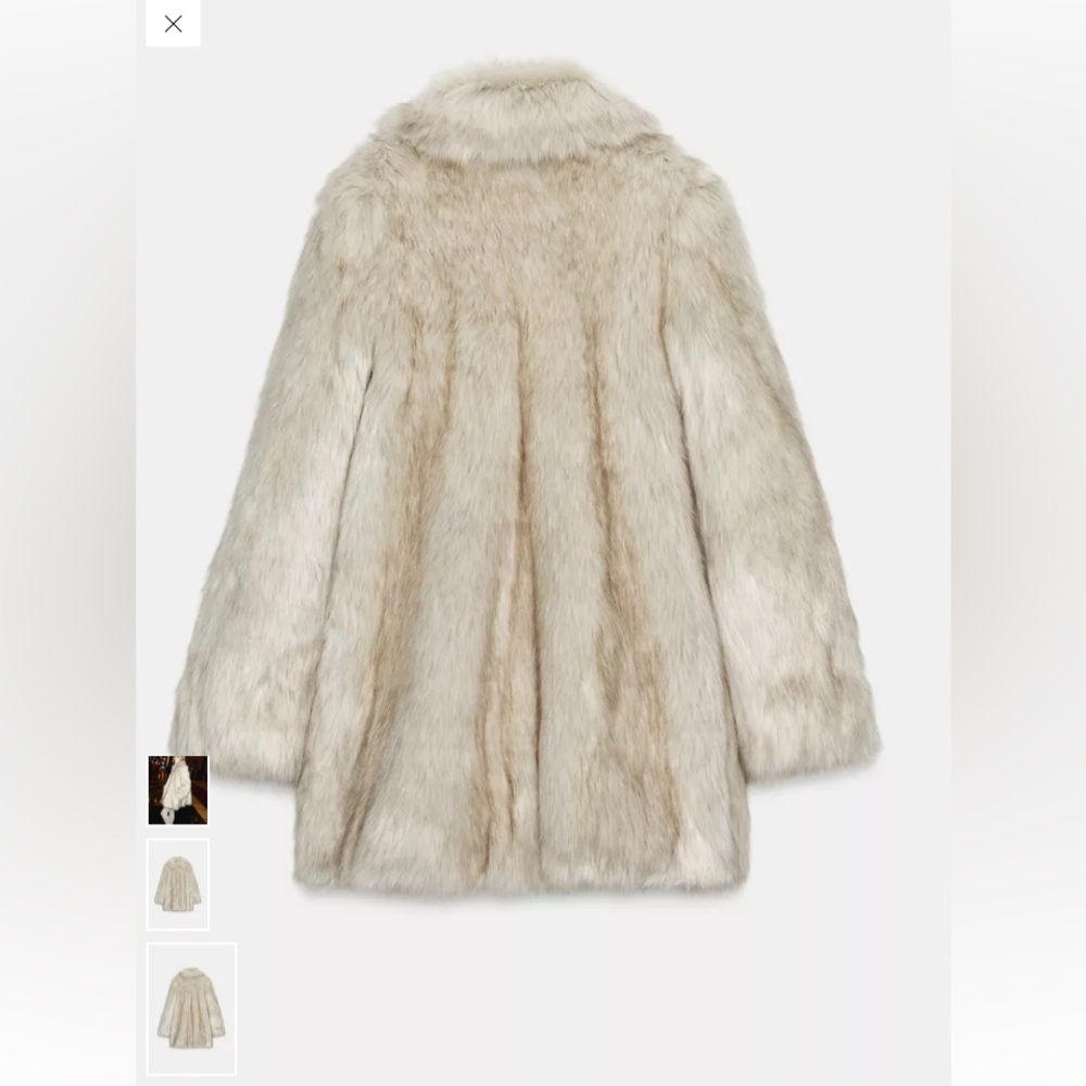 Zara FAUX FUR COAT WITH PADDED SHOULDERS - Picture 3 of 8